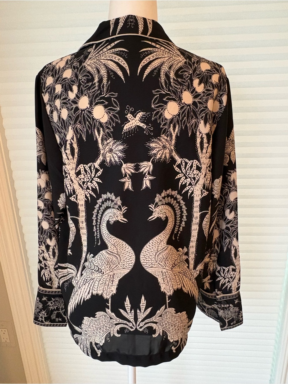 NWT H&M Printed Resort Shirt Black And Tan Tropical Button Shirt Blouse - Picture 10 of 16